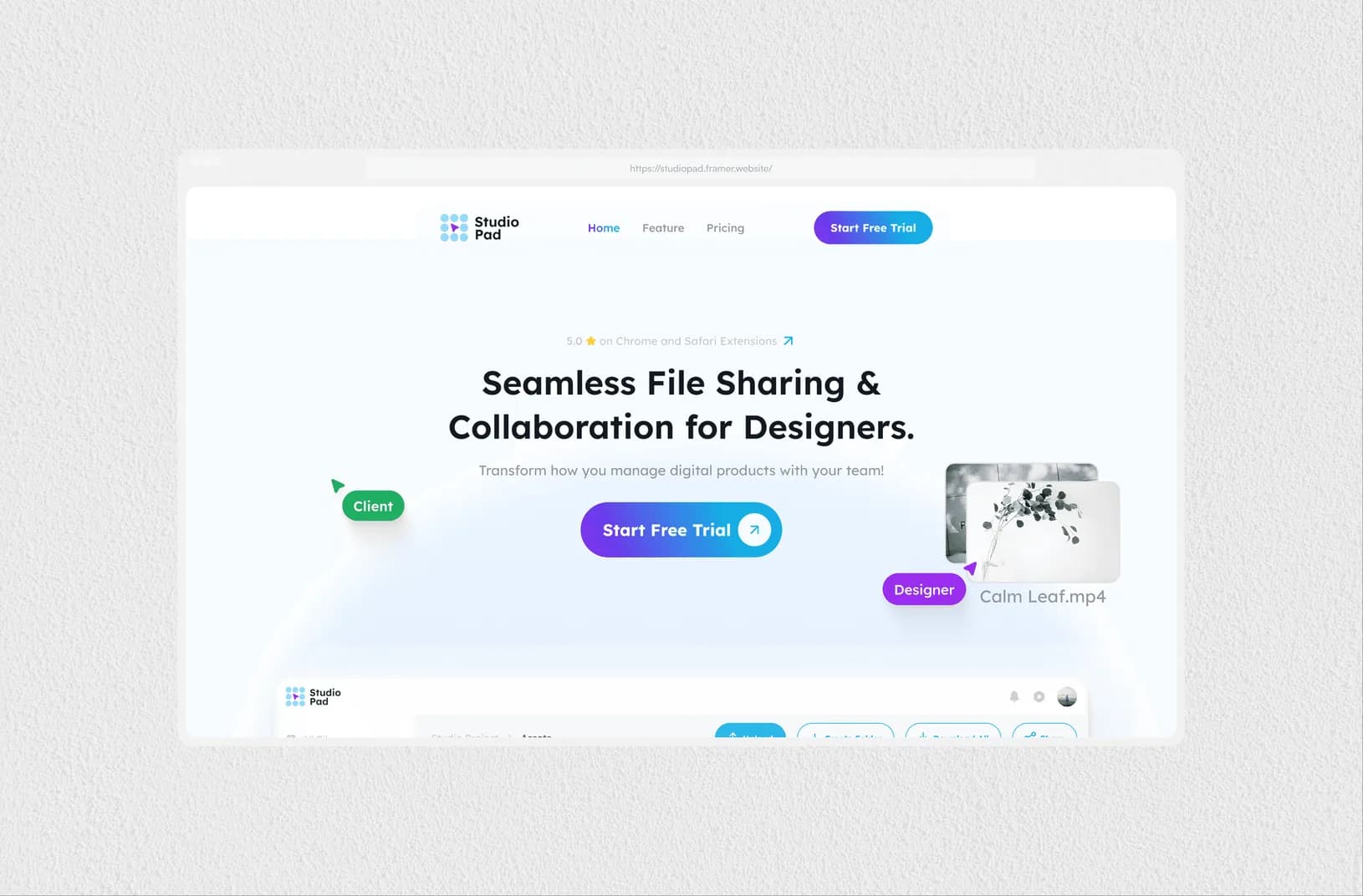 Studio Pad — Cloud storage website