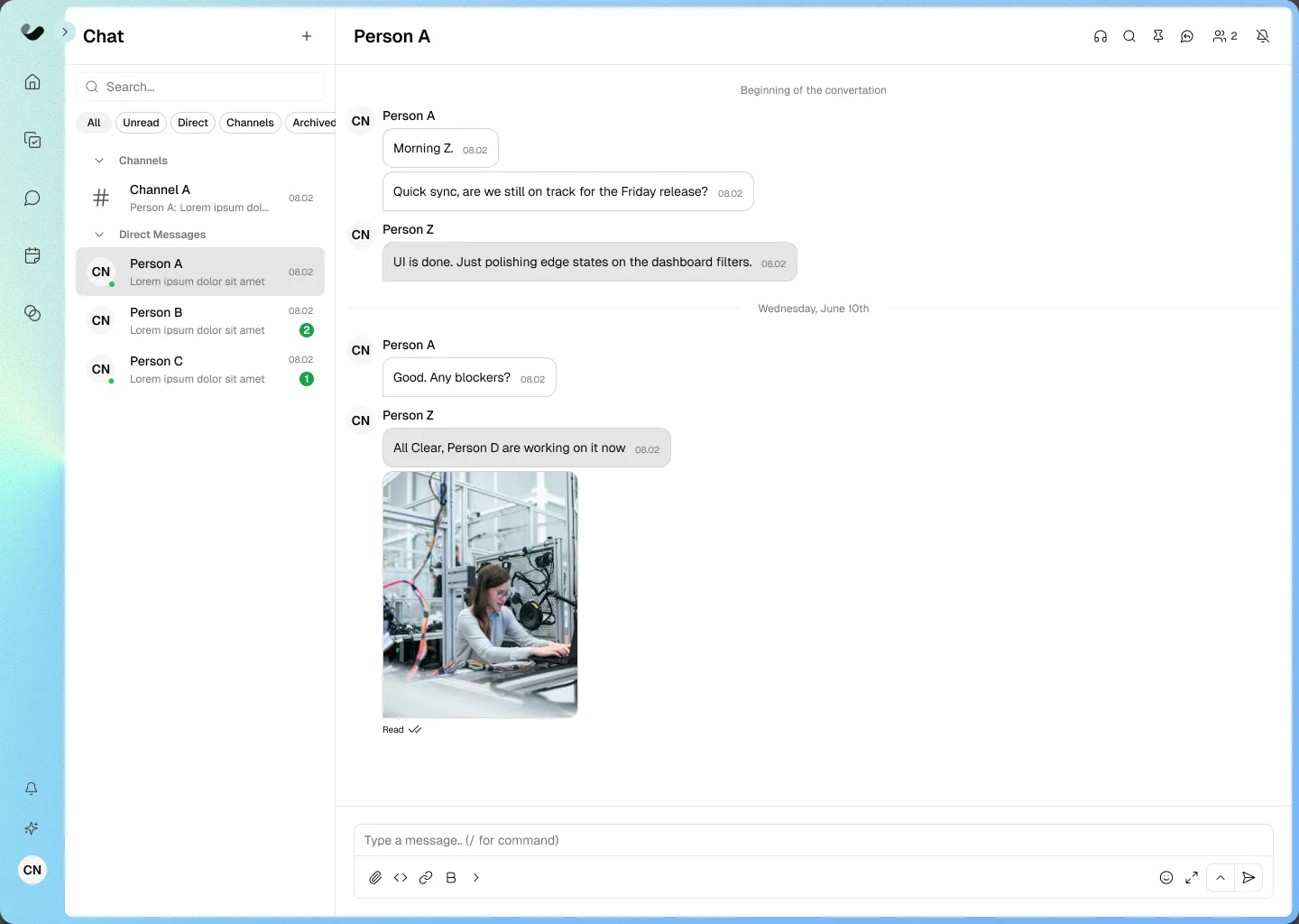 Clarr — Team chat with media