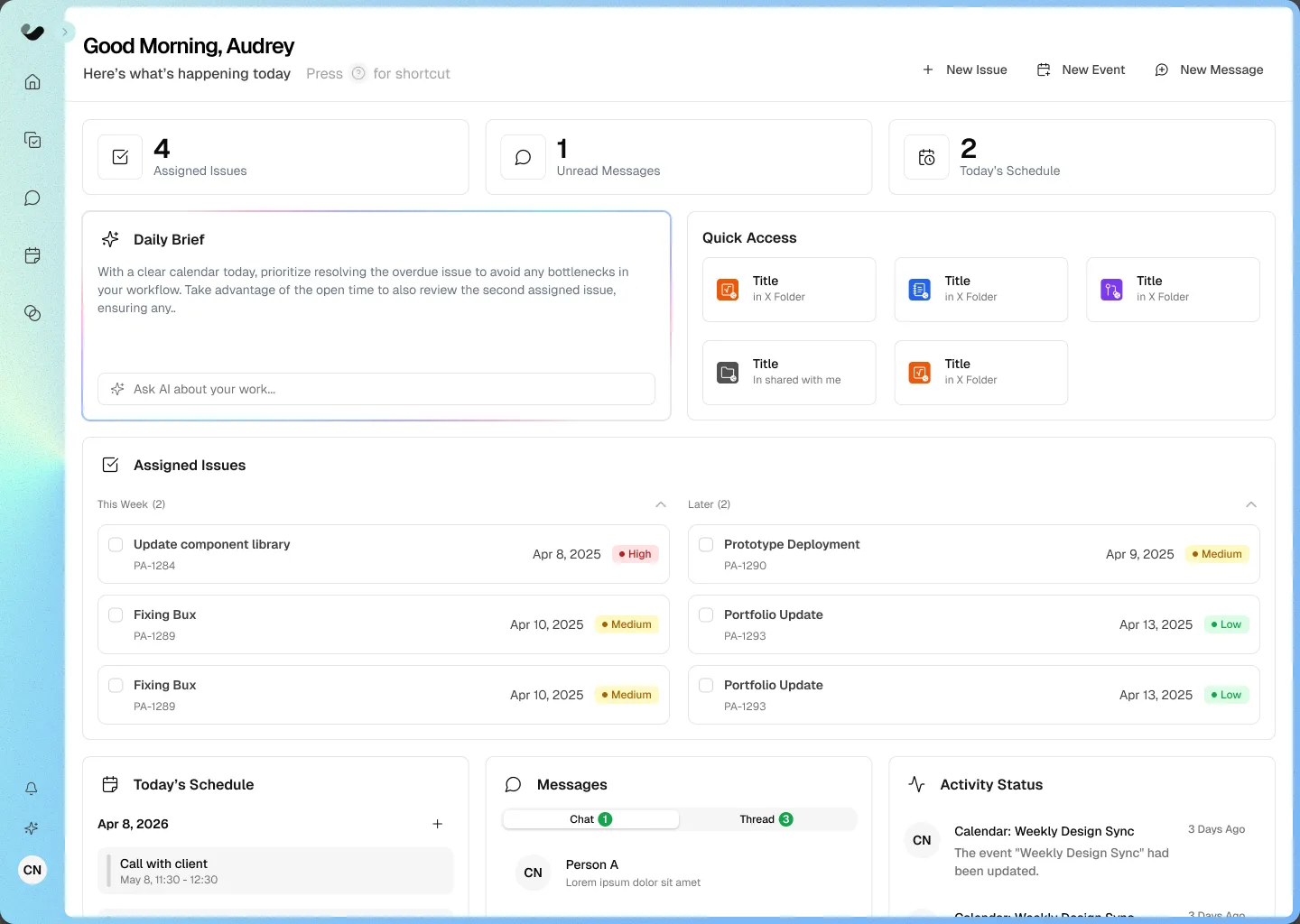Clarr — Daily Brief dashboard